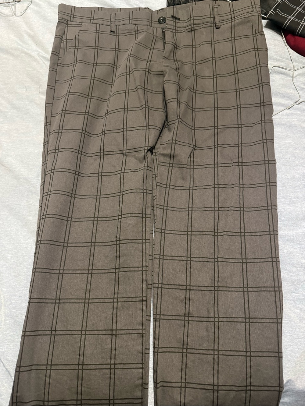 Tailored Gray Windowpane Dress Pants - Men's